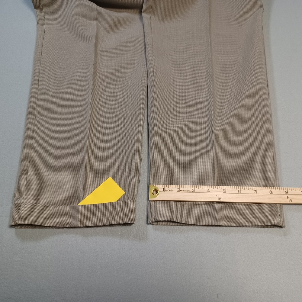 Ivy Crew Classics Mens 32x30 Tan Pleated Micro Check Cuffed Dress Pants Trousers - Picture 6 of 10